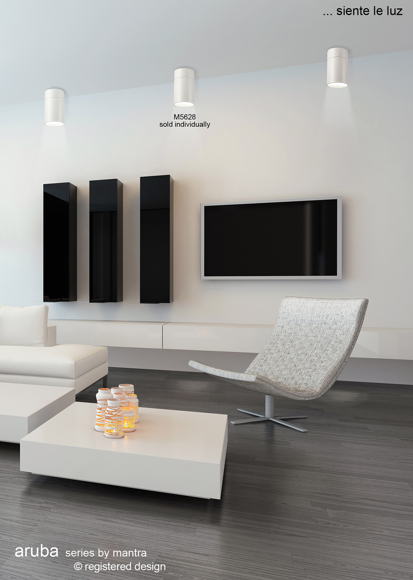 Aruba Silver Ceiling Lights Mantra Fusion Flush Fittings